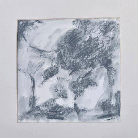 Original Abstract Charcoal Painting Signed Modern Minimalist Art